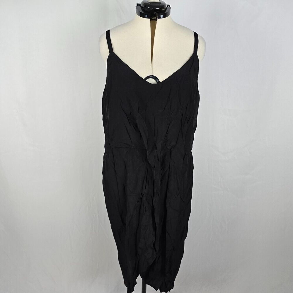Bloomchic Dress Women's 3X Black Spaghetti Straps V-Neck Slit Midi NWT